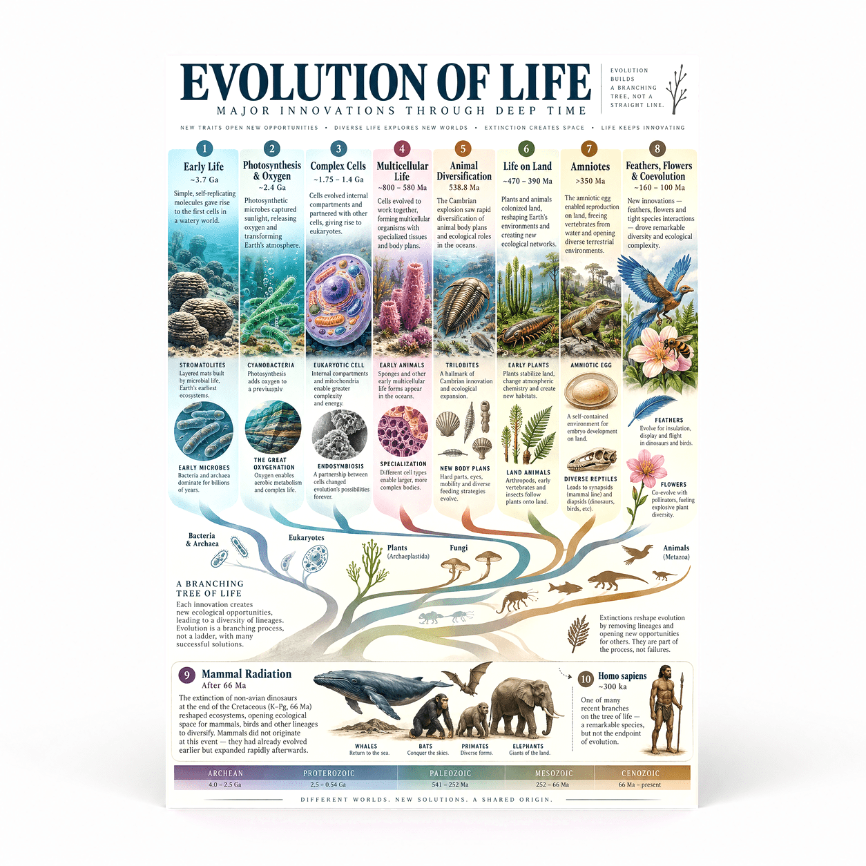 DailyMood Geologic Time Poster, Evolution of Life Timeline with ...