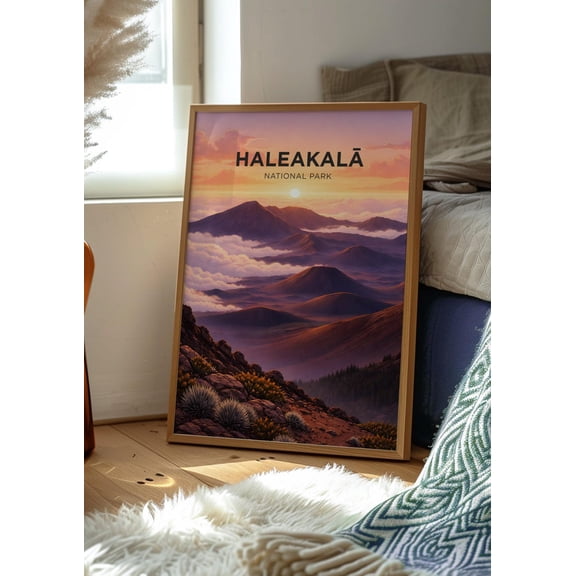 DailyMood Haleakala National Park Hawaii Vintage Travel Poster Volcanic Landscape Wall Art Print