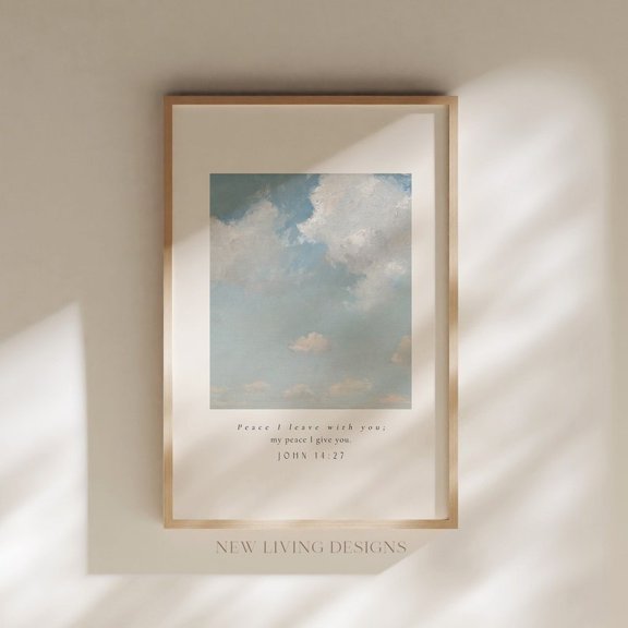DailyMood John 14 27 Cloud Peace Scripture Bible Cross Reference Poster Frameless