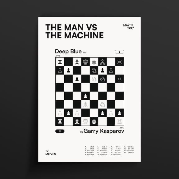 DailyMood Kasparov vs Deep Blue Iconic Match Chess Game Wall Art Print Poster Frameless