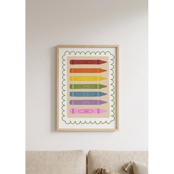 DailyMood Kids Color Learning Crayon Chart Educational Pastel Classroom Posters Wall Art Print Unframed