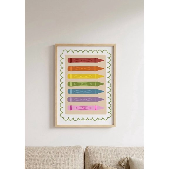 DailyMood Kids Color Learning Crayon Chart Educational Pastel Classroom Posters Wall Art Print Unframed
