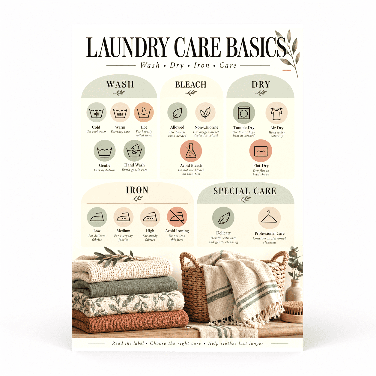 Laundry Letters DailyMood Laundry Symbols Poster, Laundry Care Basics Symbol for ...