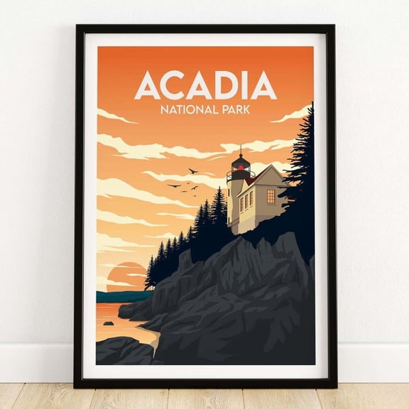 DailyMood Maine Coastline Acadia National Park Wall Art Poster Unframed Travel Print