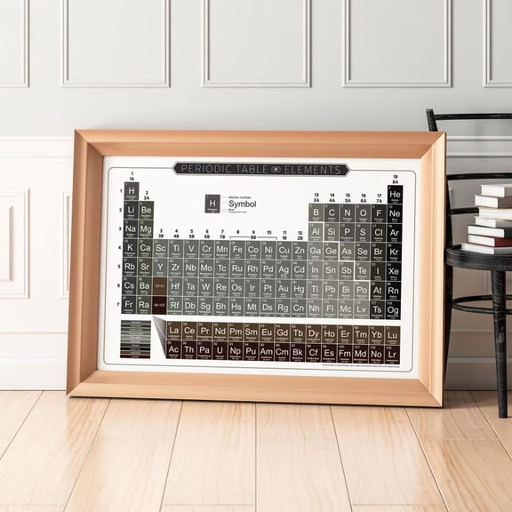 DailyMood Modern Steel Gray Fine Art Edition Chemistry Periodic Table Poster Unframed