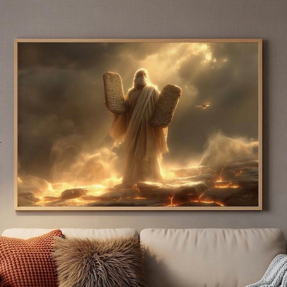 DailyMood Moses Biblical Scene Matte Fine Art Ten Commandments Poster Wall Decor Frameless