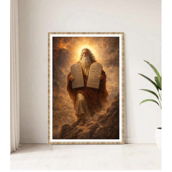 DailyMood Moses Religious Scripture Ten Commandments Poster Wall Art Frameless