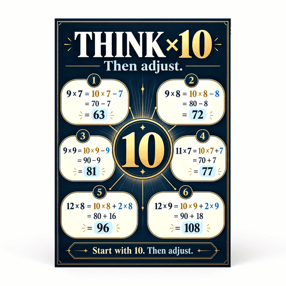 DailyMood Multiplication Design Poster, Think x 10 Adjustment Strategy ...