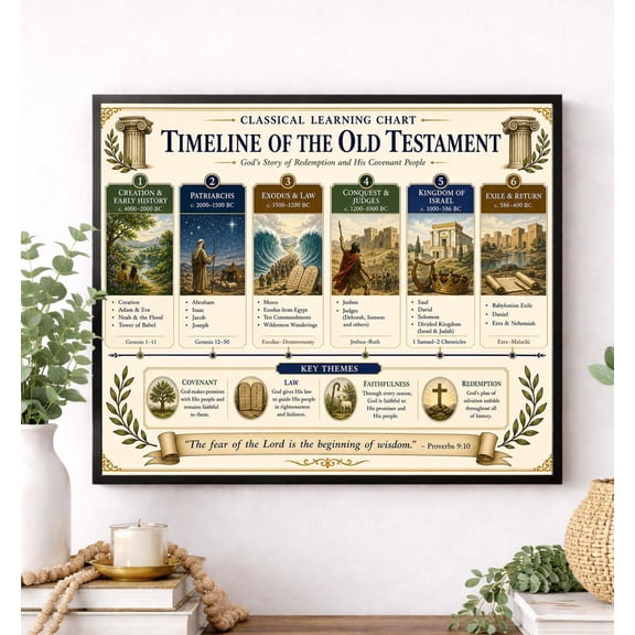 DailyMood Old Testament Timeline Historical Learning Chart Classroom Homeschool Wall Art Poster Frameless
