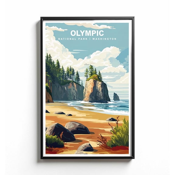 DailyMood Olympic National Park Coastal Retro Travel Poster Vintage Wall Art Print