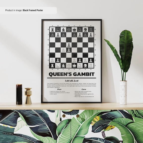 DailyMood Queens Gambit Chess Opening Strategy Diagram Wall Art Poster Print Unframed