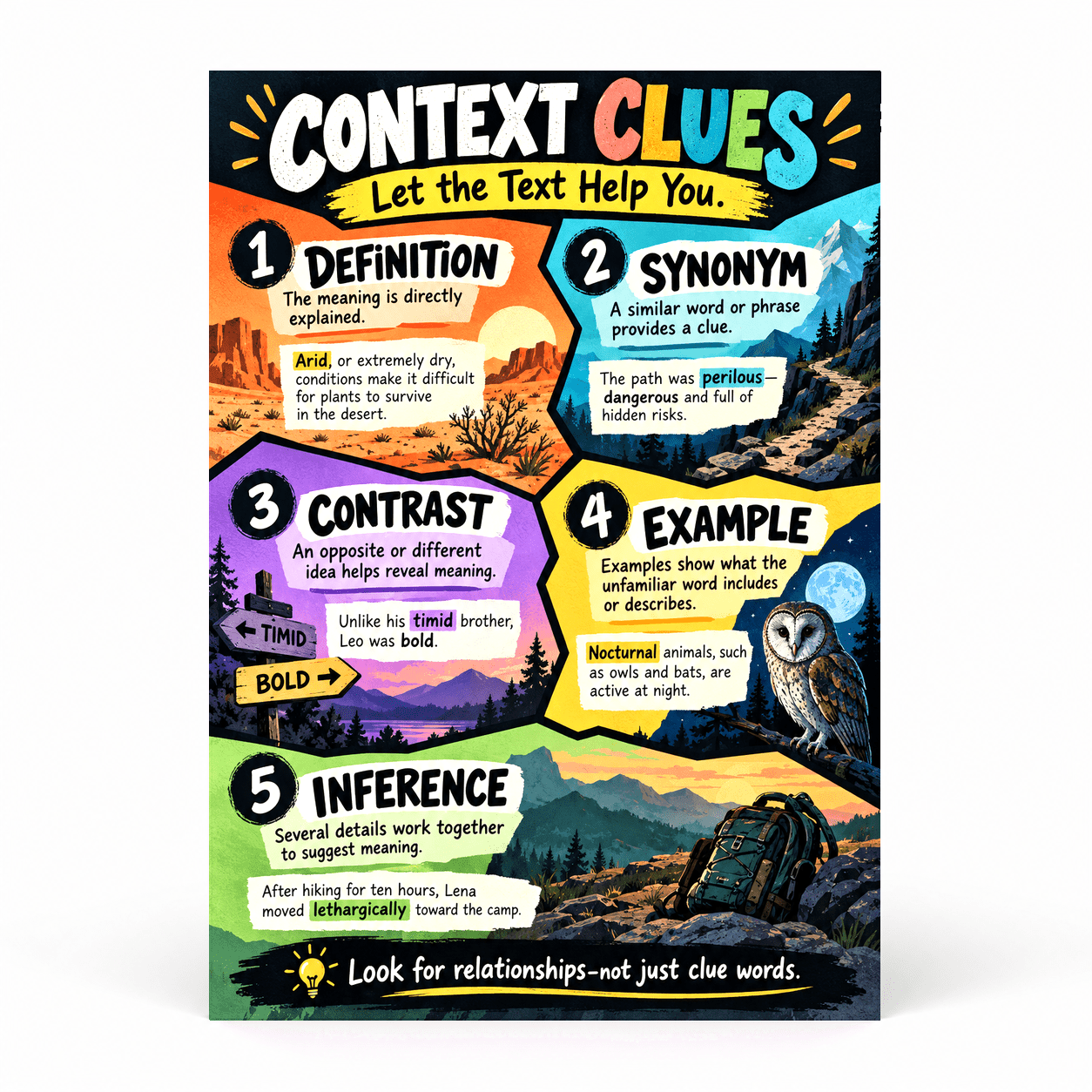 DailyMood Reading Poster for Classroom Middle School, Context Clues ...