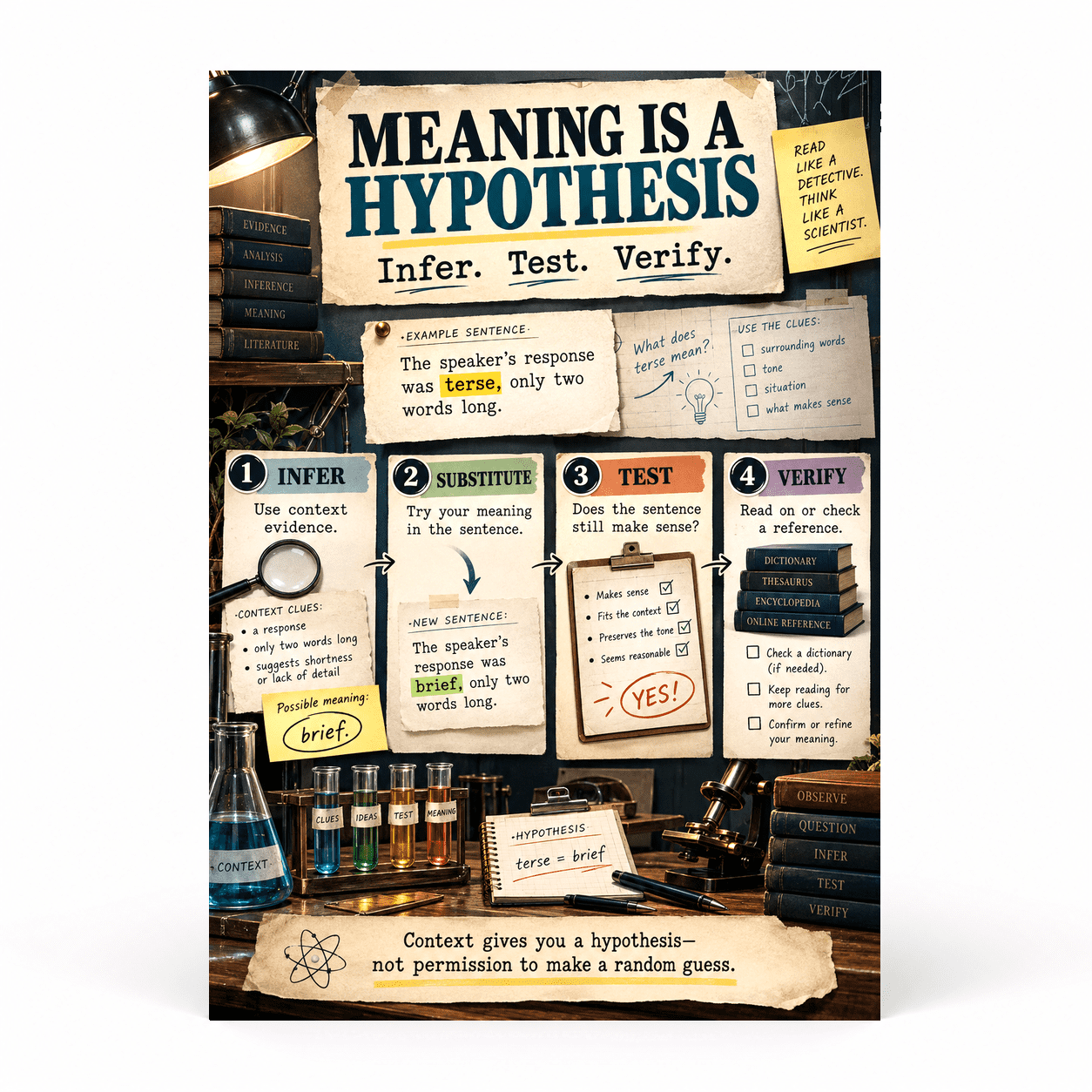 DailyMood Reading Poster for Classroom Middle School, Context Clues ...