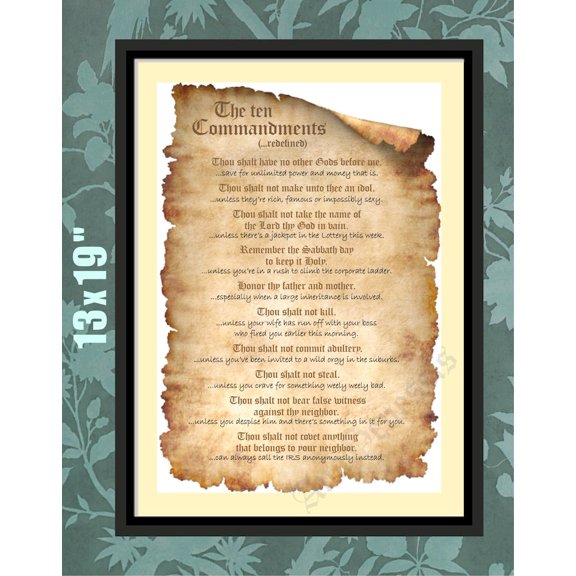 DailyMood Redefined Humorous Ten Commandments Canvas Poster Unframed Frameless
