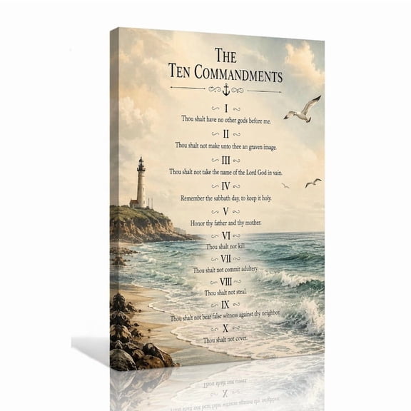 DailyMood Religious Scripture Painting Ten Commandments Poster Wall Art Frameless