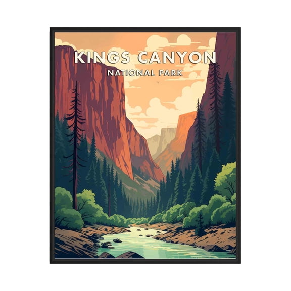 DailyMood Retro Kings Canyon National Park Mountain Lake Landscape Wall Art Poster Print Unframed