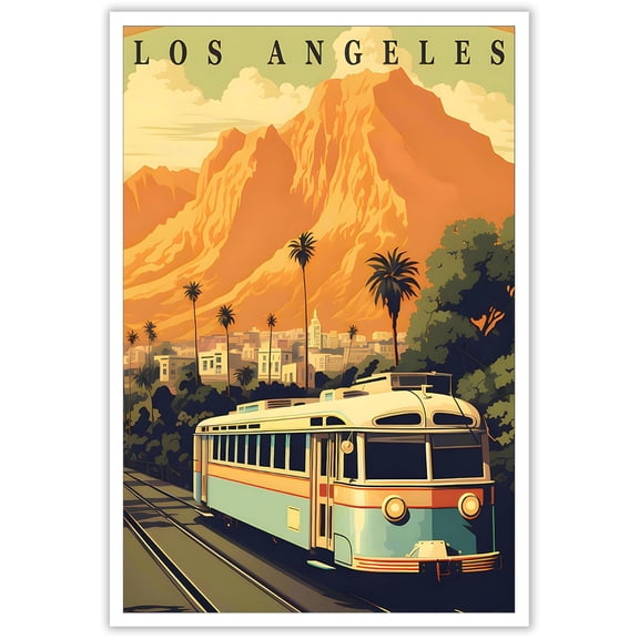DailyMood Retro Los Angeles Travel Poster Vintage World Landmark City Scenery Canvas Wall Art Unframed