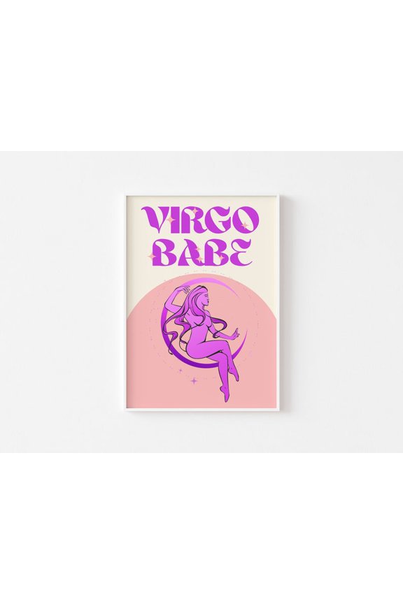 Retro Virgo Zodiac Astrology Pink Pastel Y2K Wall Art Cutecore Poster Unframed