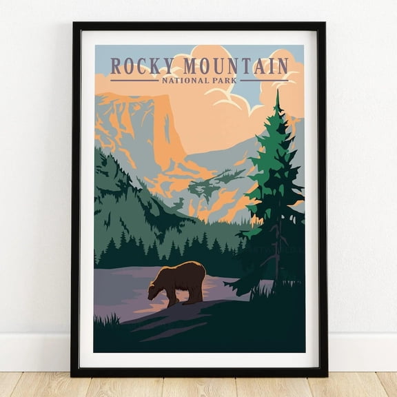 DailyMood Rocky Mountains National Park Colorado Landscape Wall Art Poster Print Mountain Cabin Travel Decor