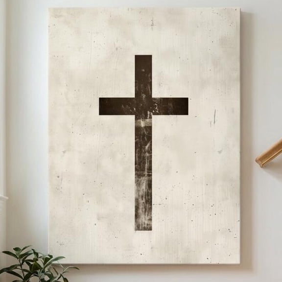 DailyMood Rustic Farmhouse Cross Christian Painting Style Wall Art Poster Print Frameless