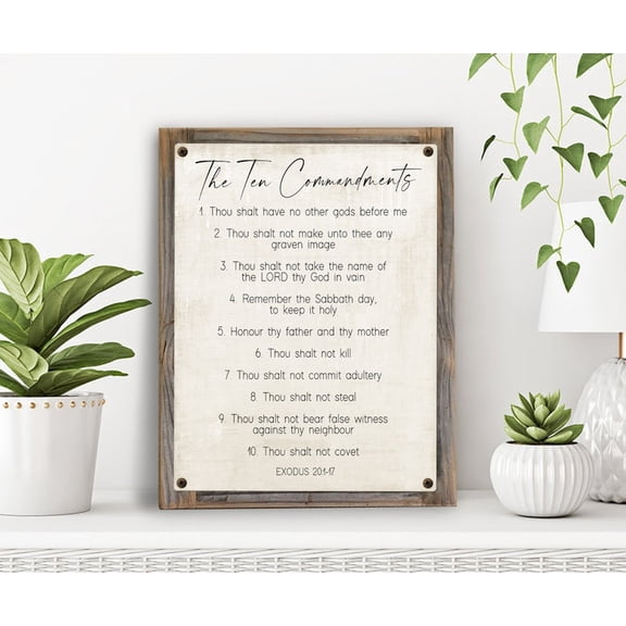 DailyMood Rustic KJV King James Version Ten Commandments Poster Wall Art Frameless