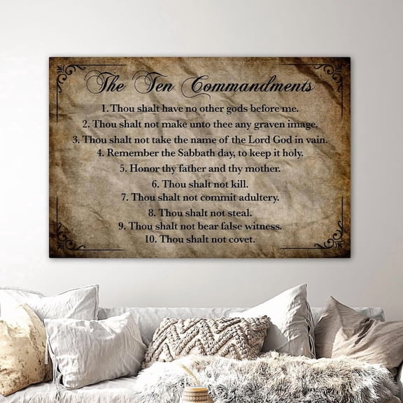 DailyMood Rustic Wood Style Ten Commandments Scripture Print Frameless Wall Art Poster