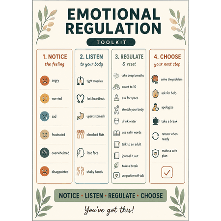 DailyMood Sel Emotional Regulation Toolkit Mental Health Unframed Matte Wall Art Poster