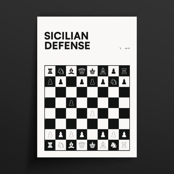 DailyMood Sicilian Defence Chess Opening Strategy Chart Wall Art Poster Print Unframed