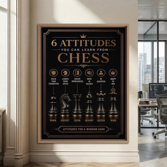 DailyMood Six Attitudes to Learn From Chess Inspirational Wall Art Poster Unframed Frameless