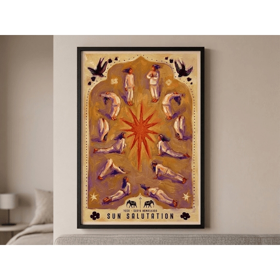 DailyMood Sun Salutation Surya Namaskar Sequence Guide Unframed Poster Boho Style Semi Glossy