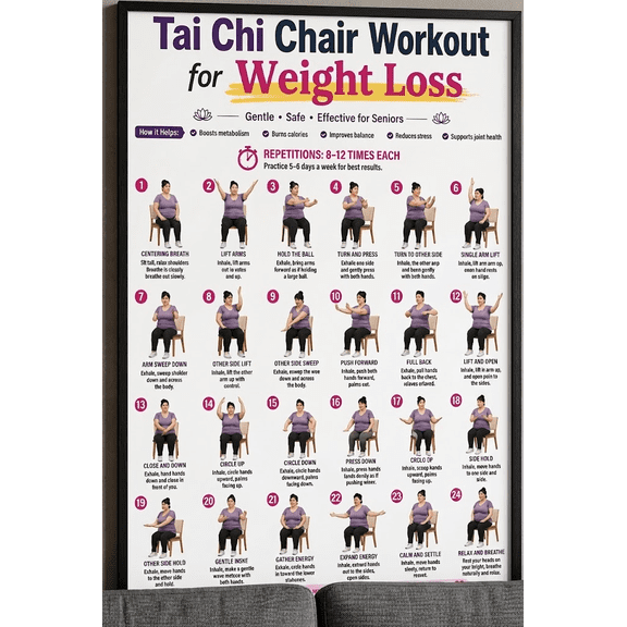 DailyMood Tai Chi Chair Yoga for Seniors over 60 Unframed Matte Poster
