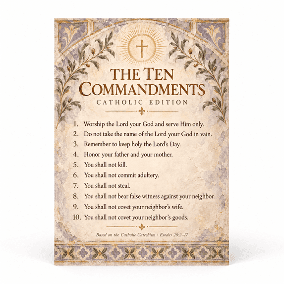 Ten Commangments DailyMood Ten Commandments Poster, Catholic Edition of the Ten ...