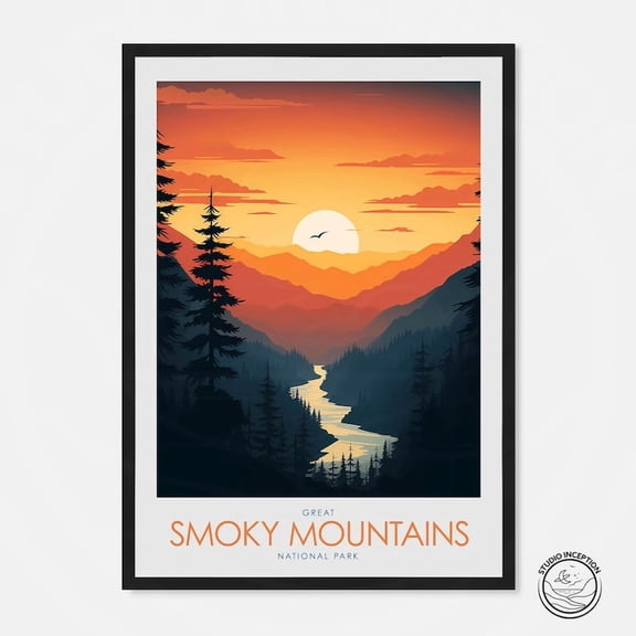 DailyMood Tennessee Scenic Mountain Great Smoky Mountains National Park Poster Unframed Wall Decor Art Print Retro Multicolor
