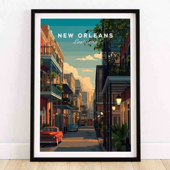 DailyMood Tropical French Quarter Architecture New Orleans Travel Wall Art Poster Print Unframed Multicolor