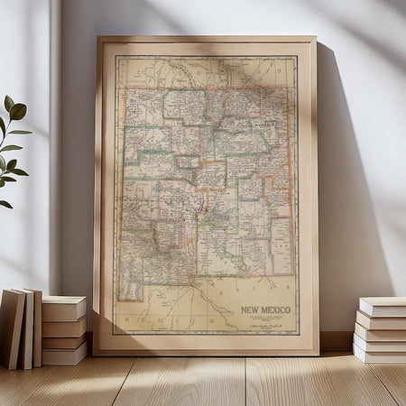 DailyMood [UNFRAMED] Vintage State Map Southwest Cartography Wall Art Print New Mexico Poster