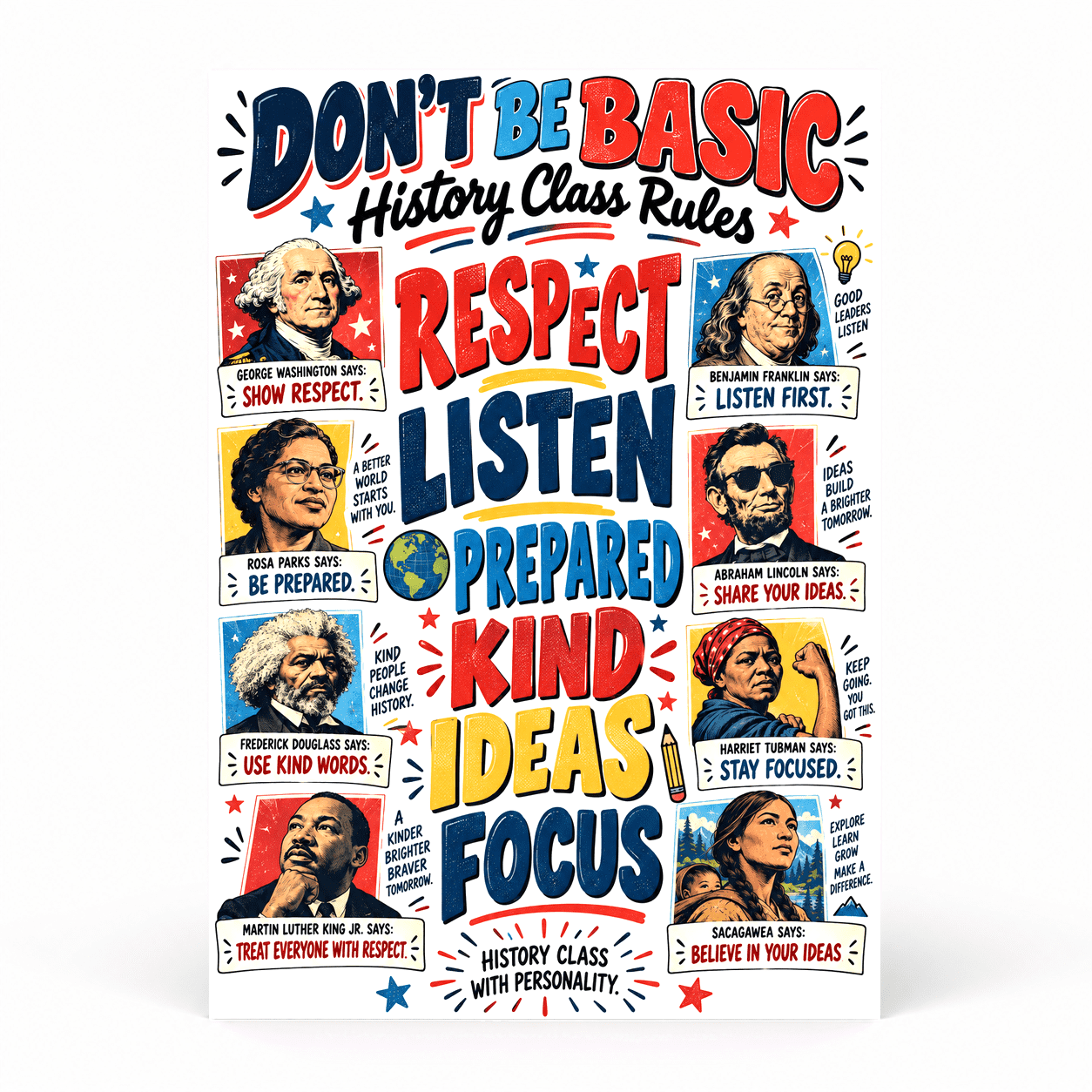 DailyMood US History Poster for Classroom, Basic History Rules Iconic ...