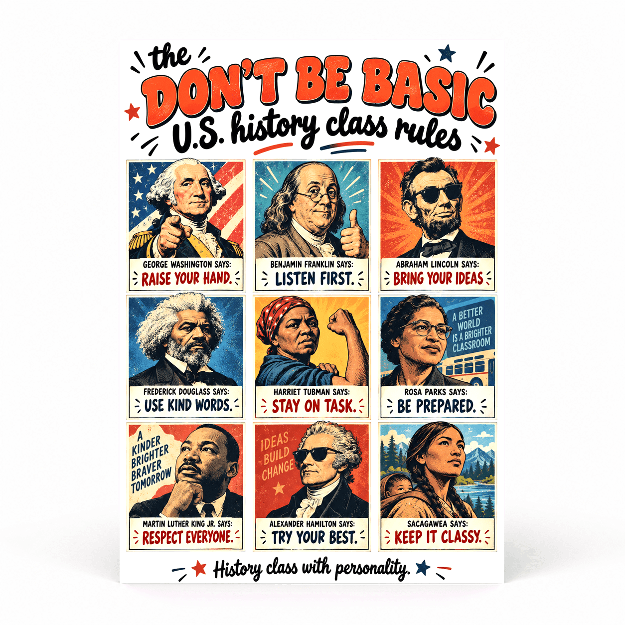 DailyMood US History Poster for Classroom, DON'T BE BASIC History Class ...