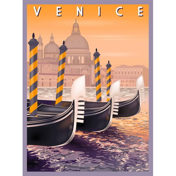 DailyMood Venice Italy Gondolas Retro Travel Advertisement Wall Decor Art Poster Vintage Italian Scene