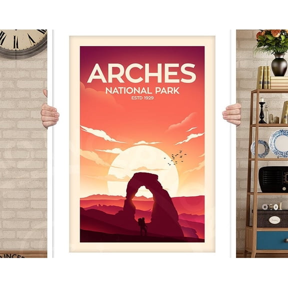 DailyMood Vintage Arches National Park Poster Wall Decor Art Print Utah Red Rock Landscape