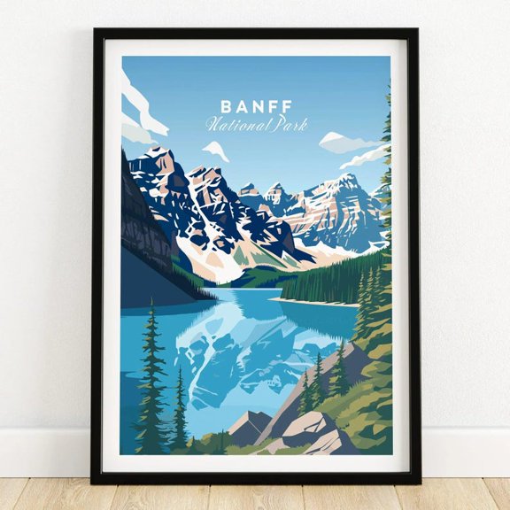DailyMood Vintage Banff National Park Landscape Art Print Unframed Poster Multi Color