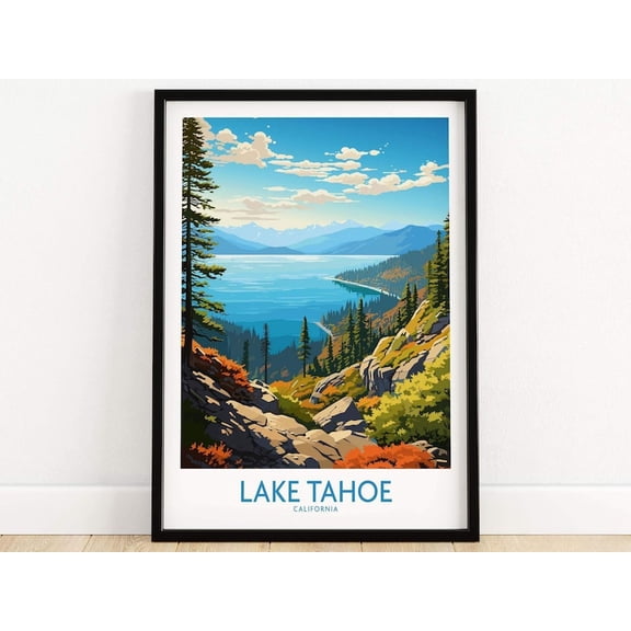 DailyMood Vintage California Scenic Lake Tahoe Travel Wall Art Poster Print Unframed Multicolor