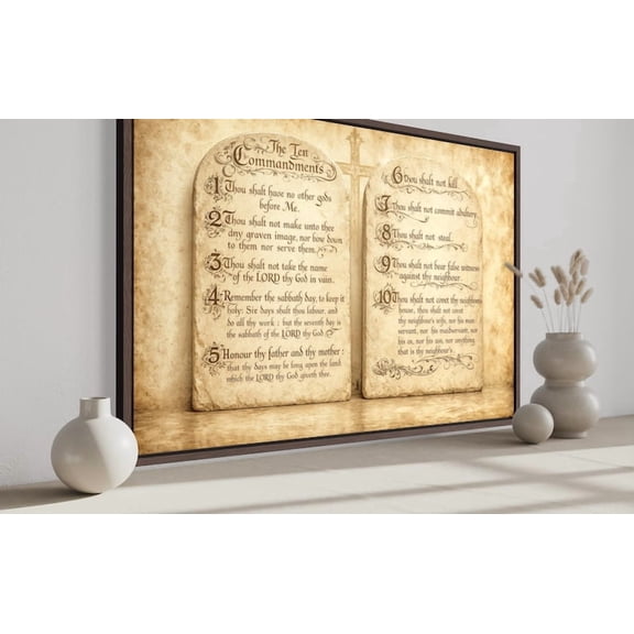DailyMood Vintage Parchment Ten Commandments Scripture Print Frameless Wall Art Poster