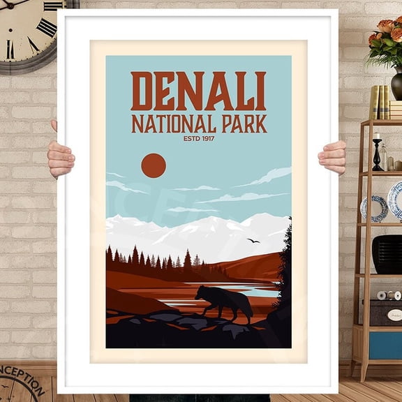 DailyMood Vintage Retro Travel Art Denali National Park Poster Matte Paper Unframed Print