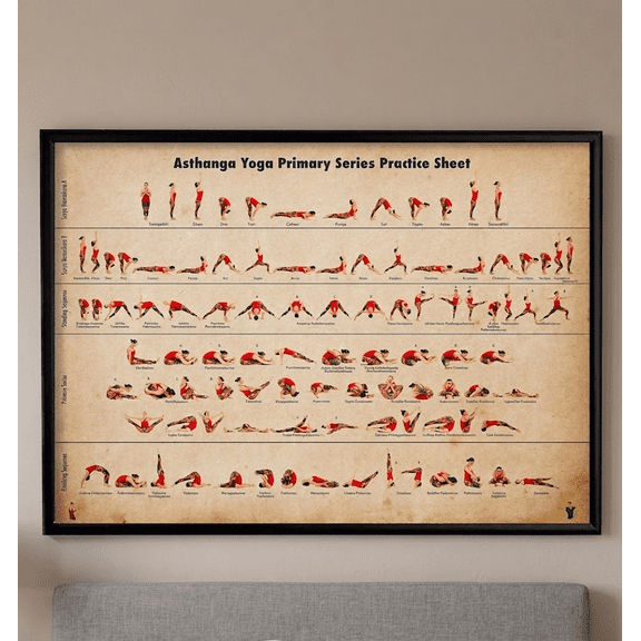 DailyMood Vintage Sequence Practice Chart Yoga Pose Wall Art Poster Unframed