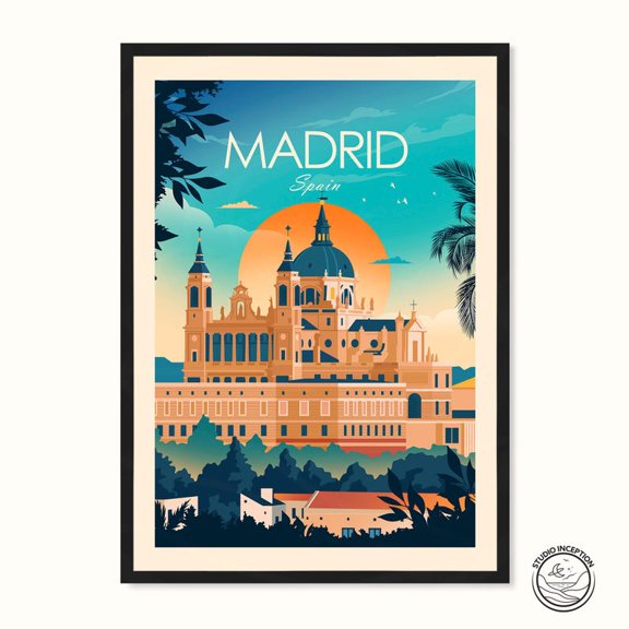 DailyMood Vintage Spanish Architecture Landmarks Wall Art Poster Print Madrid Cityscape