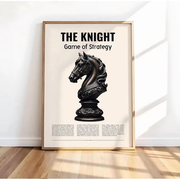 DailyMood Vintage Strategy Knight Piece Illustration Chess Poster Wall Art Frameless Retro Style