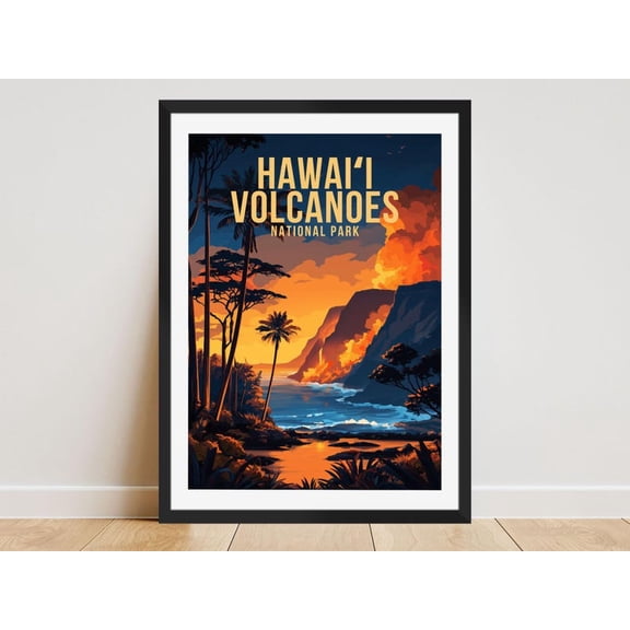DailyMood Vintage Volcano Eruption Landscape Hawaii Volcanoes National Park Poster Unframed Wall Art Print