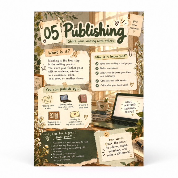 DailyMood Writing Process Poster, Publishing Your Writing with Others, Unframed