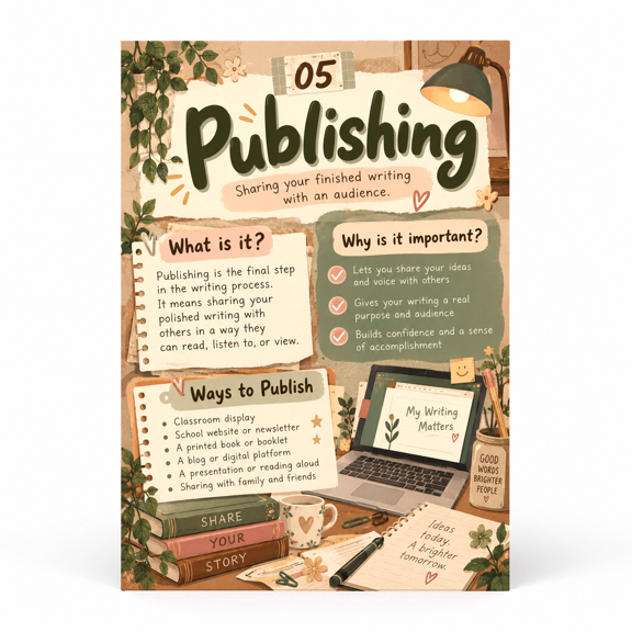 DailyMood Writing Process Poster, Publishing and Sharing Your Story, Unframed