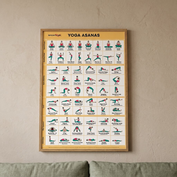 DailyMood Yoga Asanas Poses Reference Guide Chart Home Gym Studio Art Poster Unframed